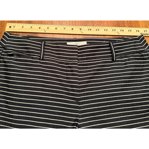 Women's LOFT Marisa Petite Ankle & Cropped Pants Navy White Stripe 8P - Picture 12 of 12